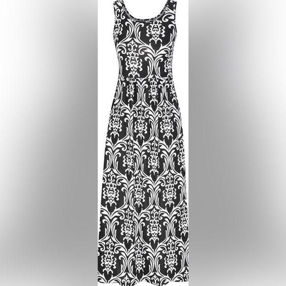 SMALL Women's Sleeveless Loose Plain Casual Maxi Long Dresses with Pockets - Picture 2 of 2